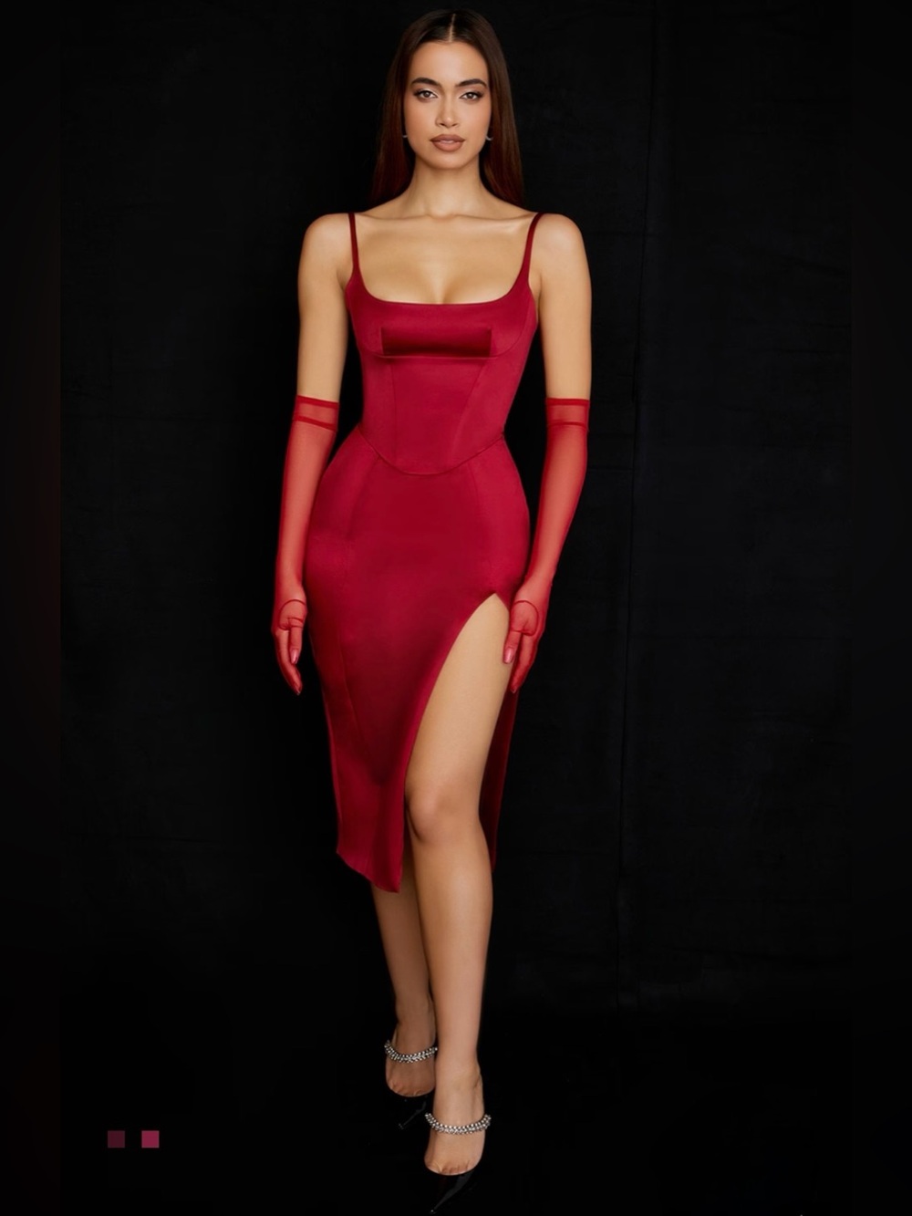 ❤️🔥Firm Price❤️🔥House of CB CASIMIRA Wine Satin Corset Midi Dres - Picture 7 of 16